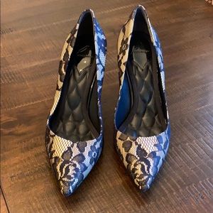 Brian Atwood Cream Black Lace Pointed Toe Stiletto